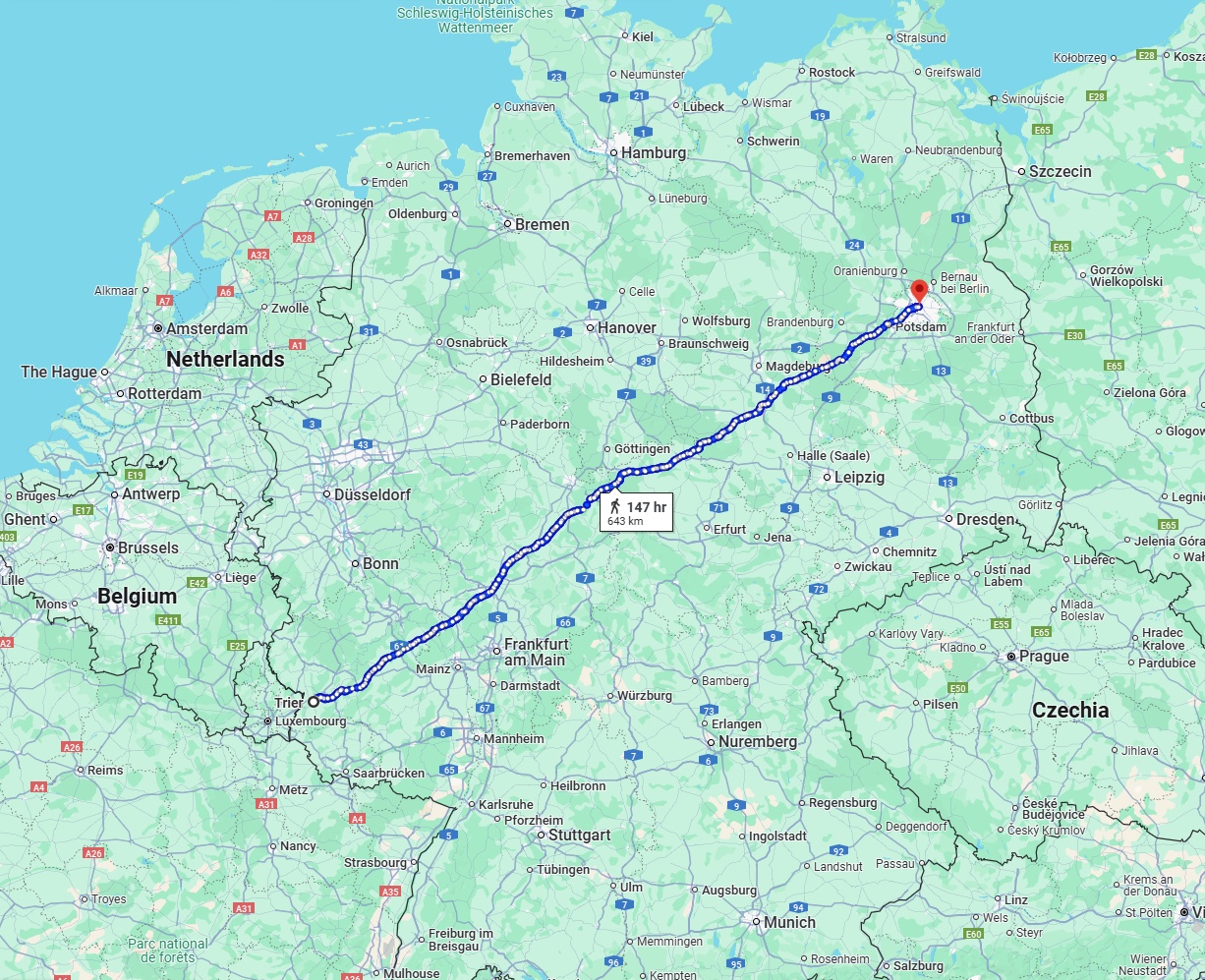 Anreise von Trier Zu Berlin Über 