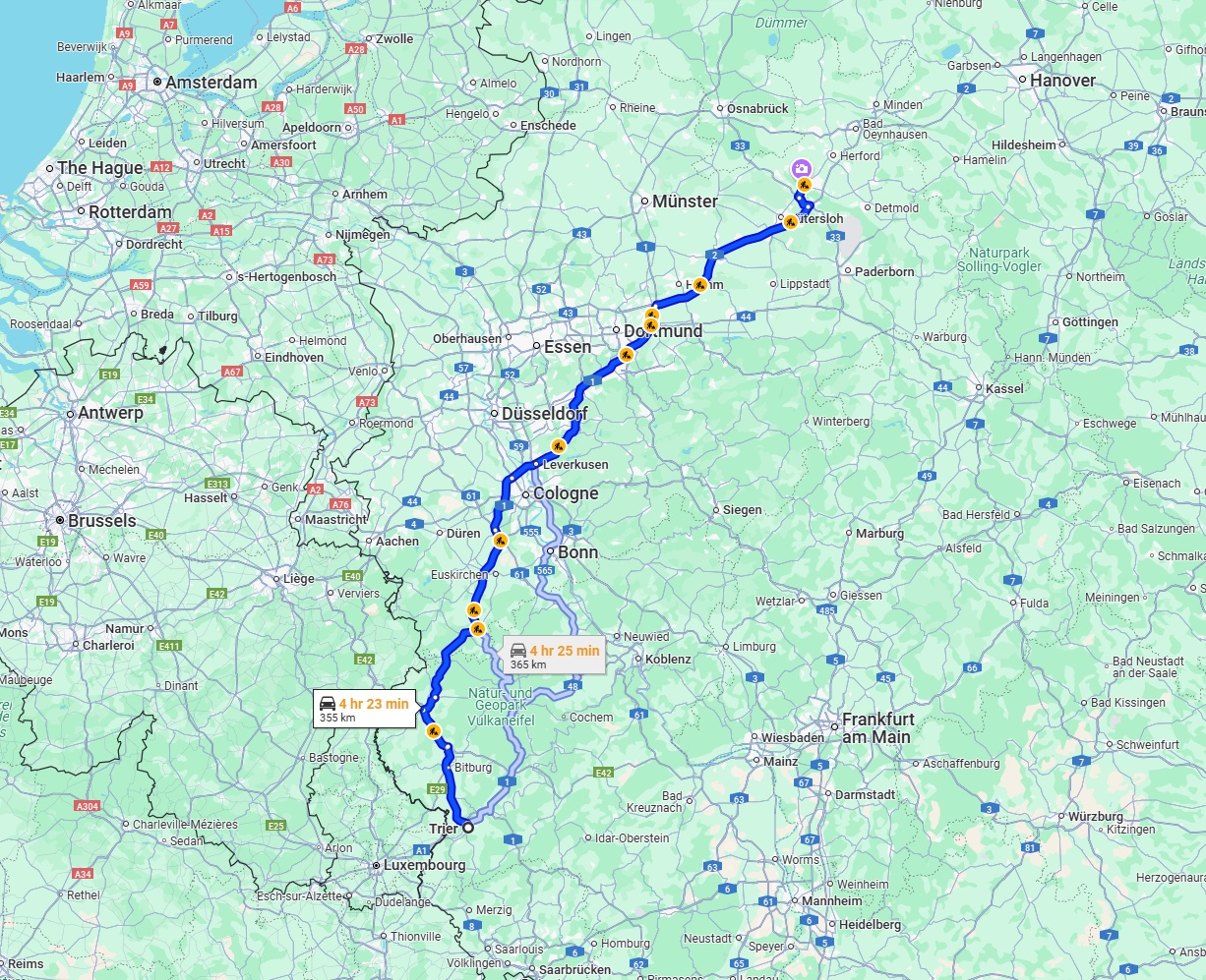 Anreise von Trier Zu Bielefeld Über via A1