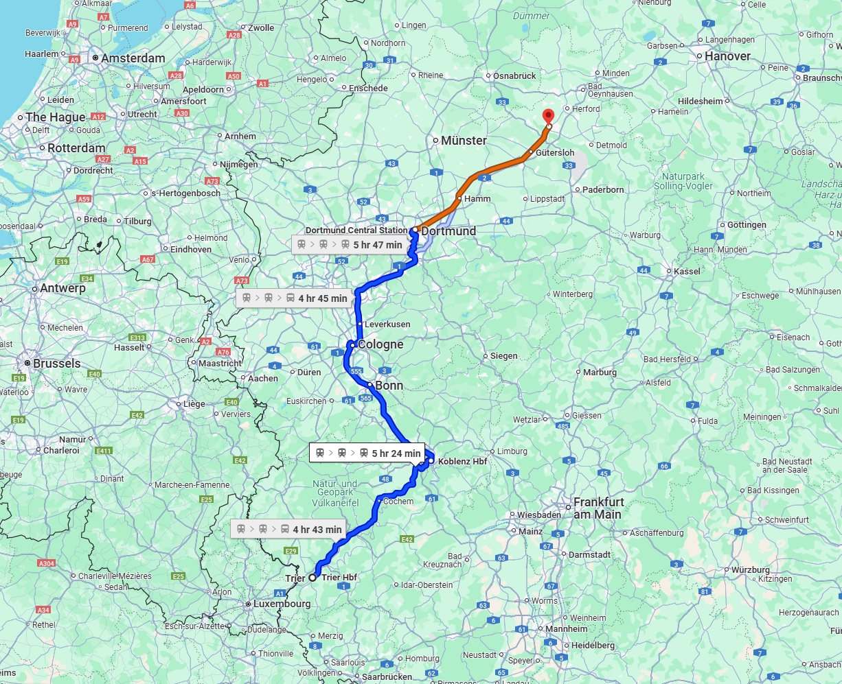 Anreise von Trier Zu Bielefeld Über 