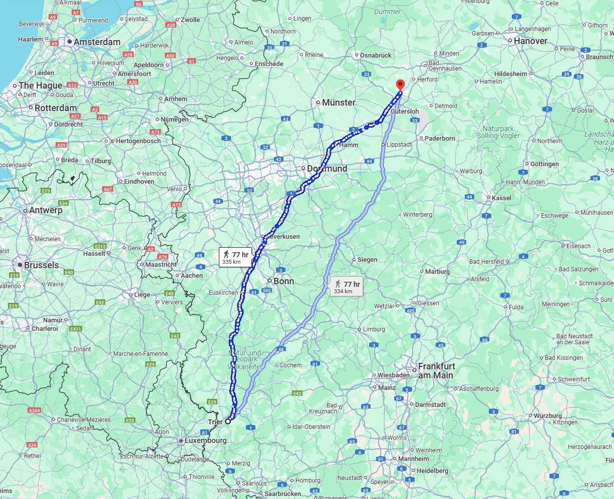 Anreise von Trier Zu Bielefeld Über 