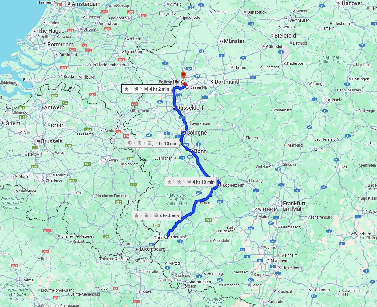 Anreise von Trier Zu Bottrop Über 