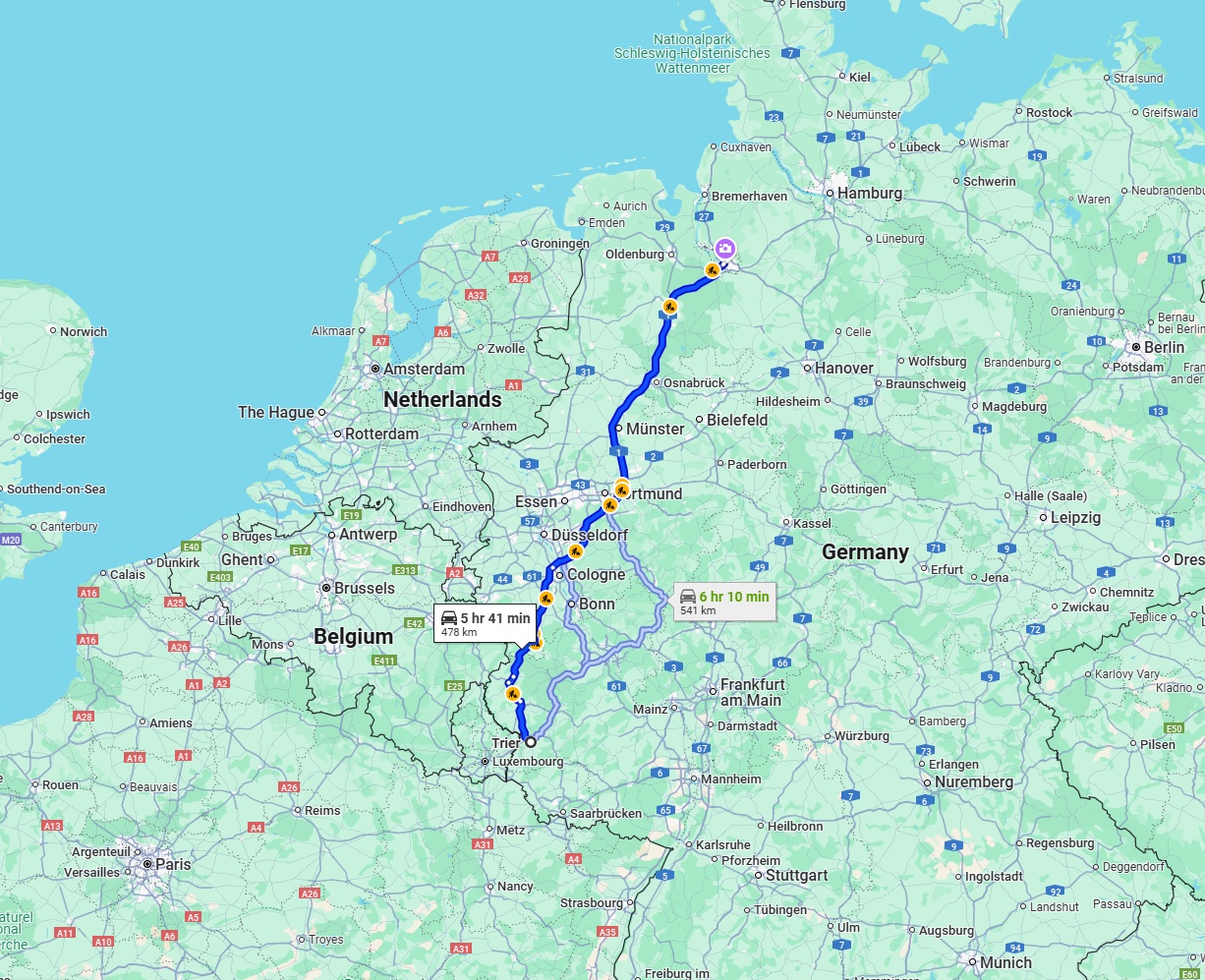 Anreise von Trier Zu Bremen Über via A1
