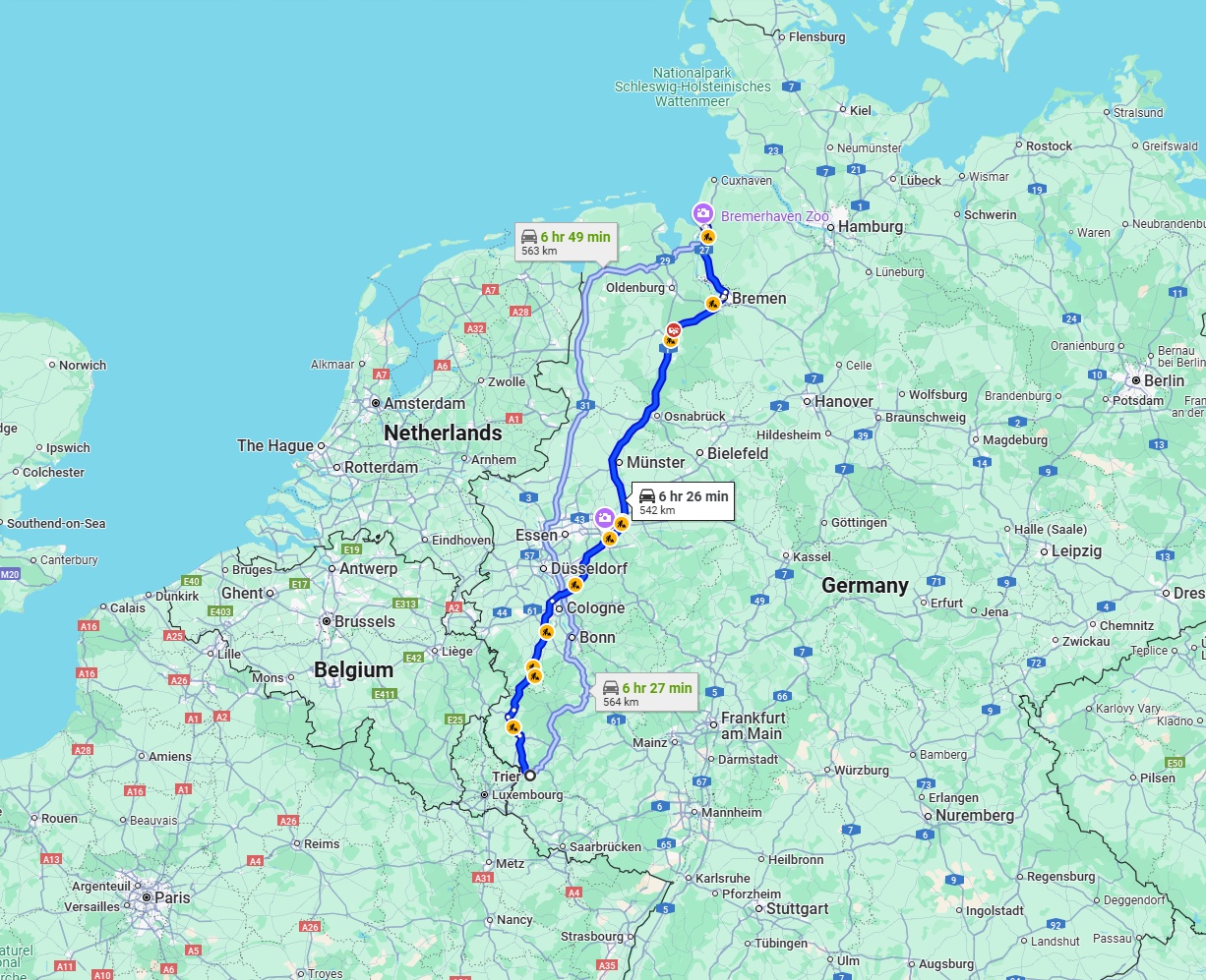 Anreise von Trier Zu Bremerhaven Über via A1
