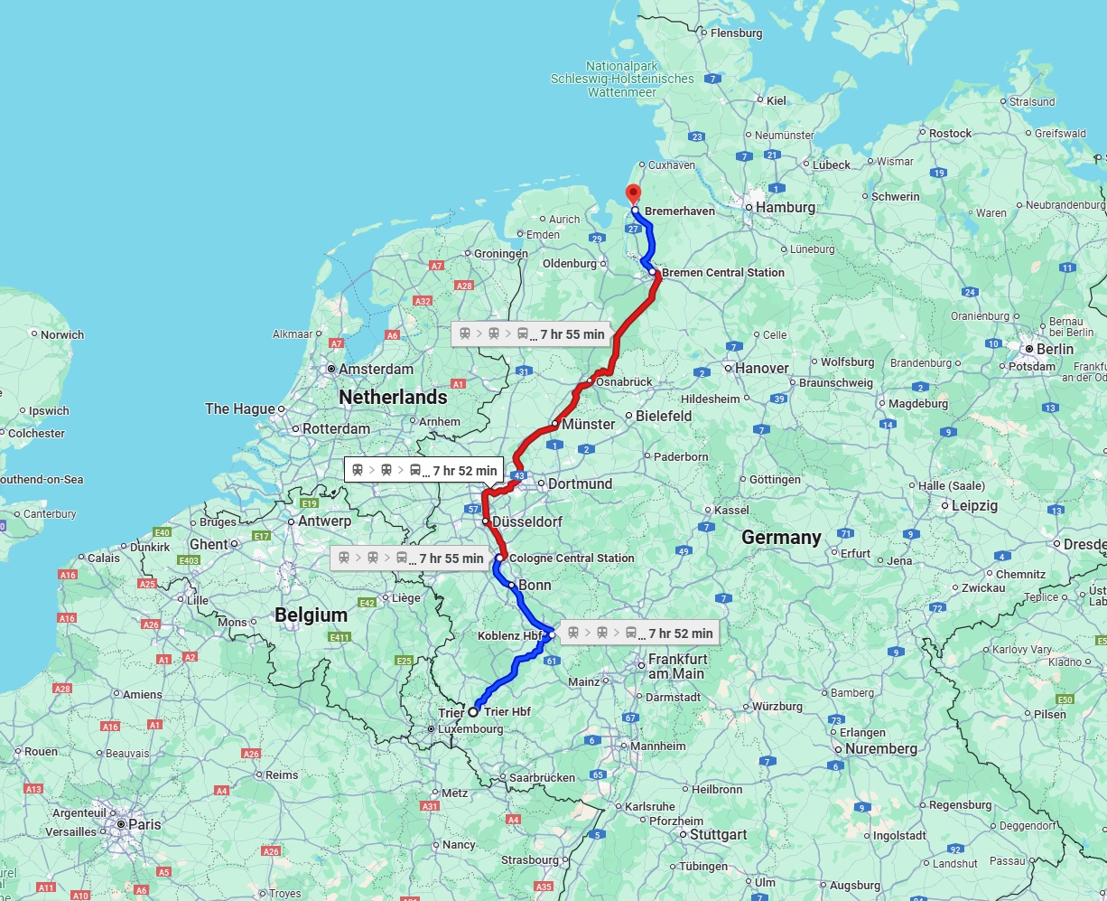 Anreise von Trier Zu Bremerhaven Über 