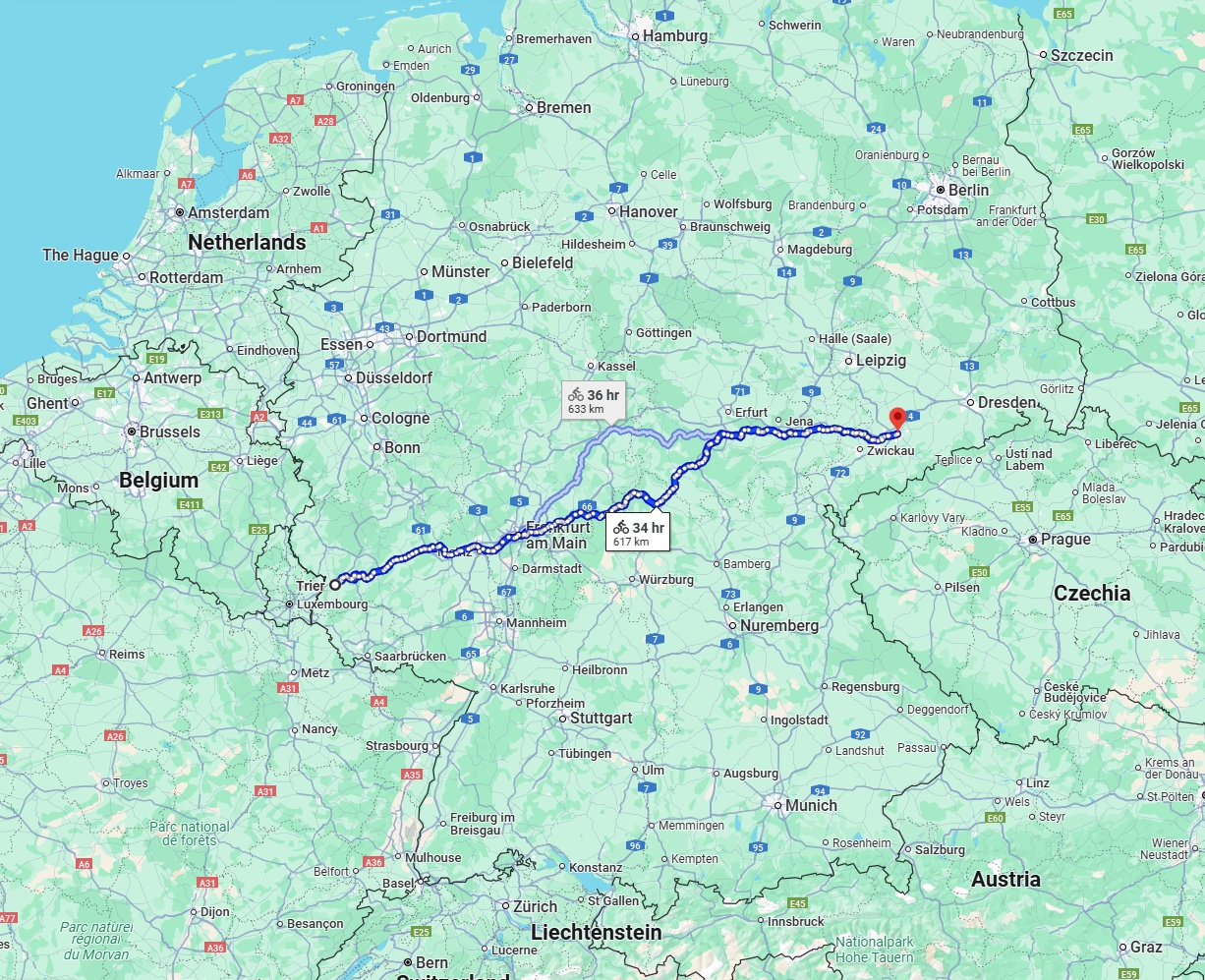 Anreise von Trier Zu Chemnitz Über 