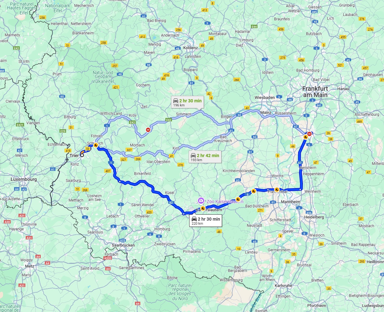 Anreise von Trier Zu Darmstadt Über via A6