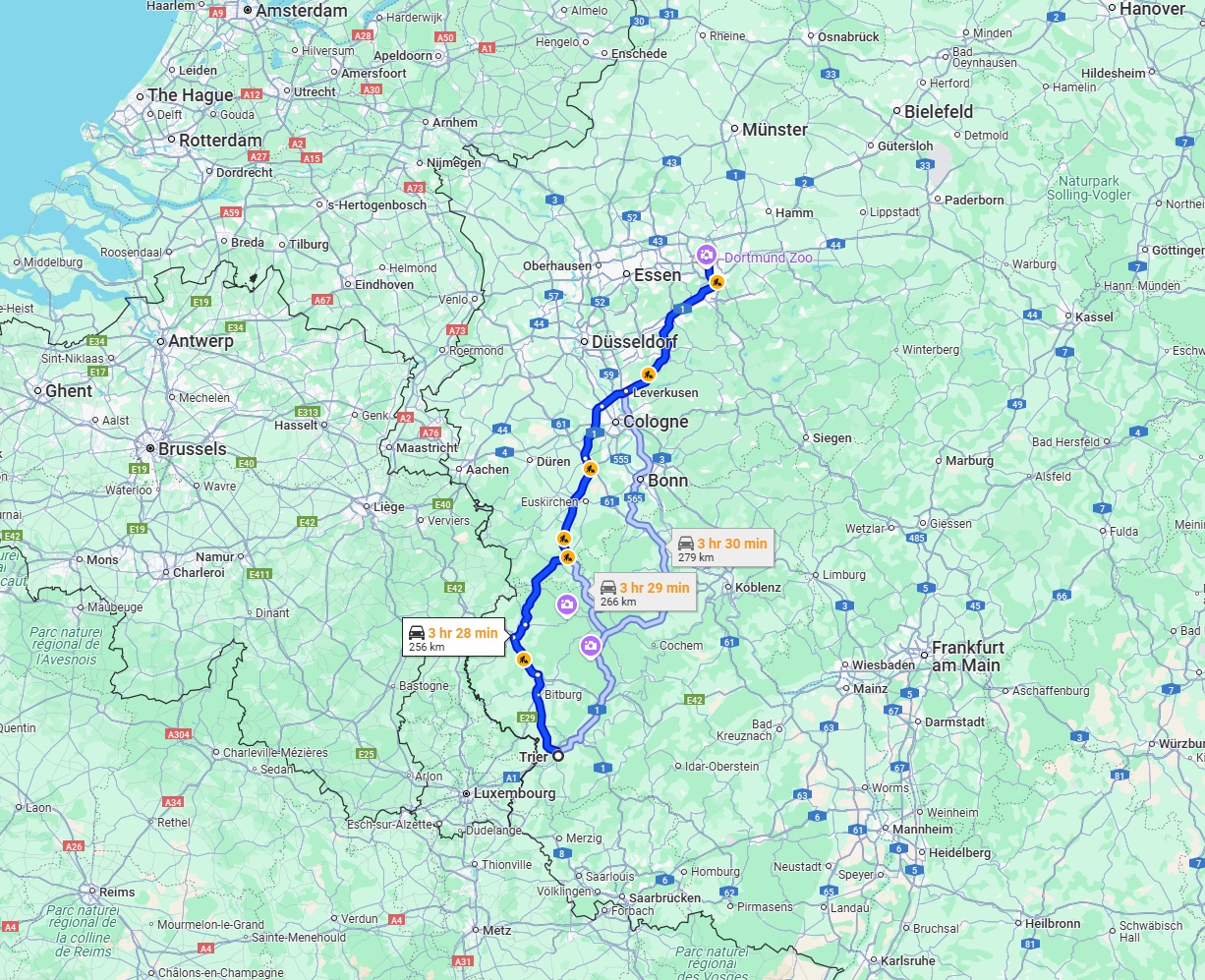Anreise von Trier Zu Dortmund Über via B51 and A1