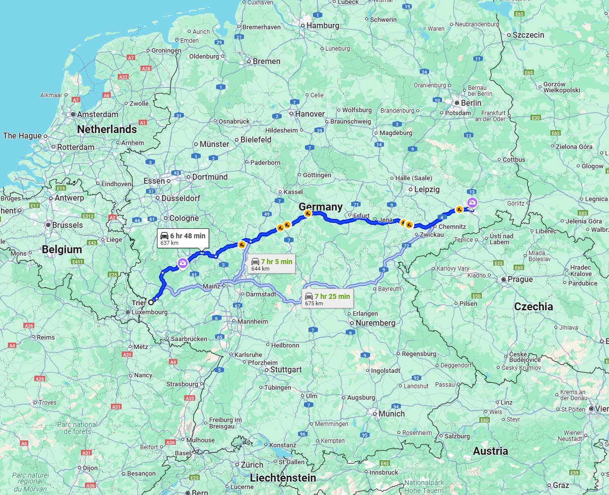 Anreise von Trier Zu Dresden Über via A4