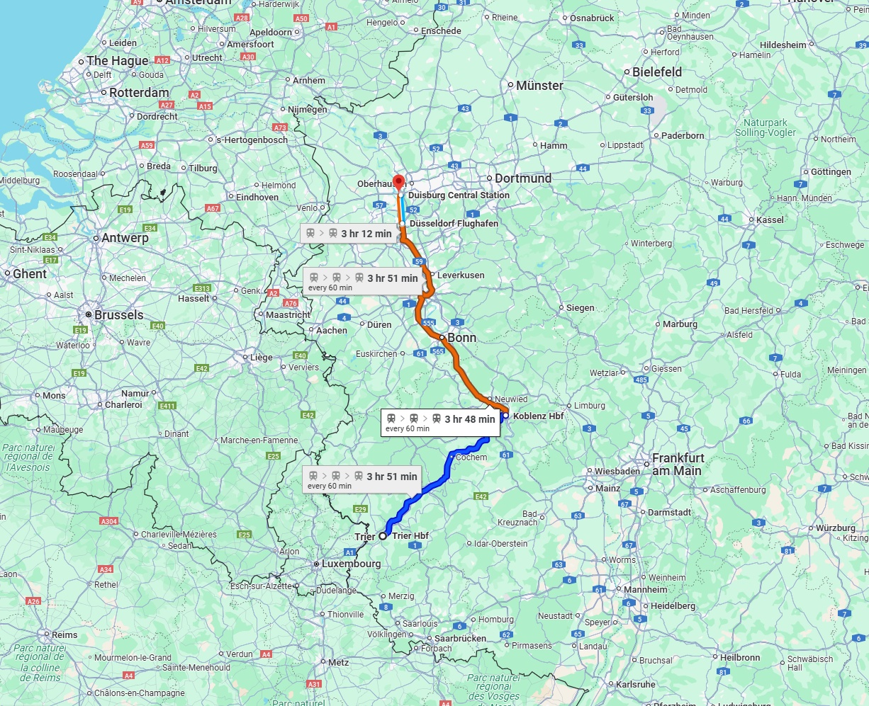 Anreise von Trier Zu Duisburg Über 