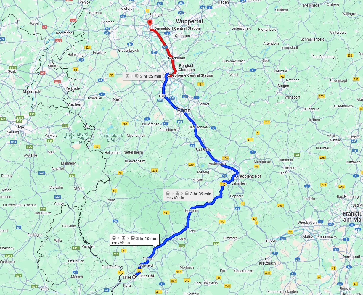 Anreise von Trier Zu Düsseldorf Über 