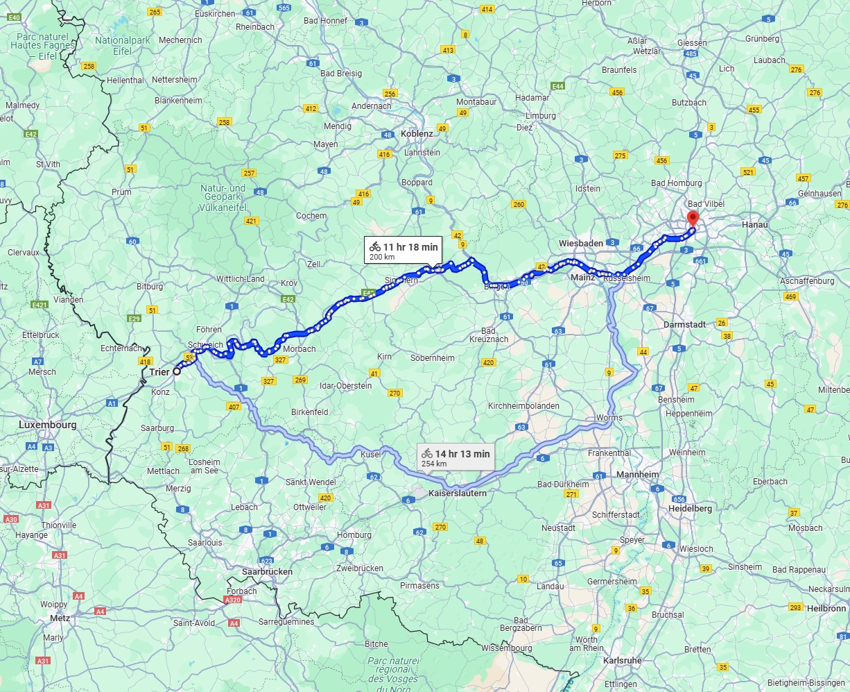 Anreise von Trier Zu Frankfurt am Main Über 