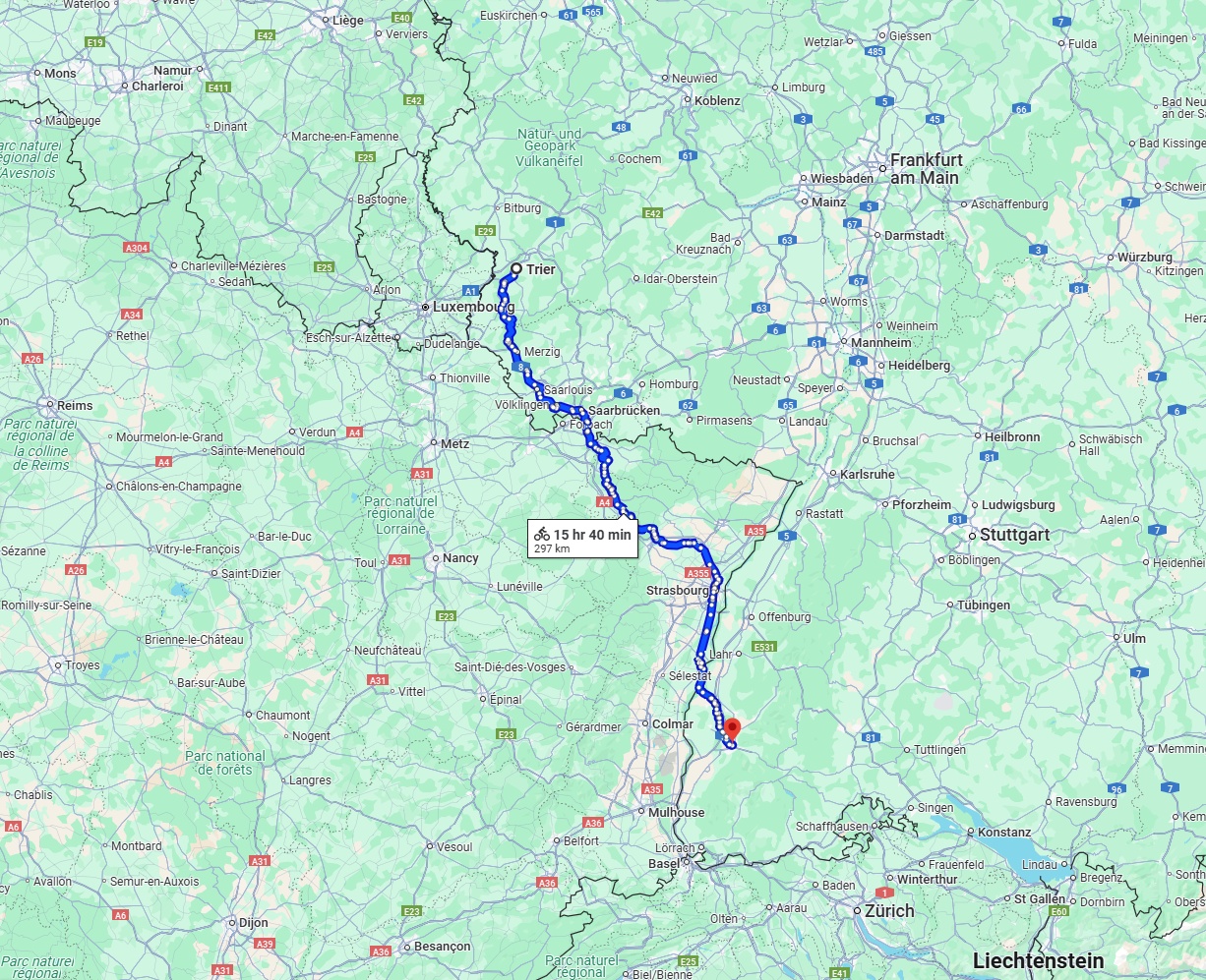 Anreise von Trier Zu Freiburg im Breisgau Über 