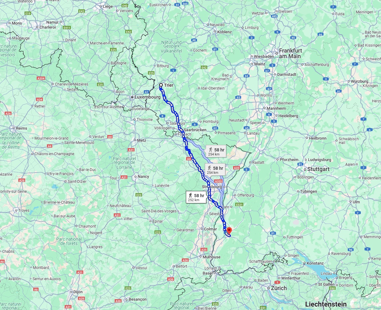 Anreise von Trier Zu Freiburg im Breisgau Über 