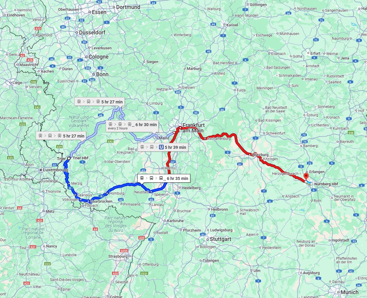 Anreise von Trier Zu Fürth Über 
