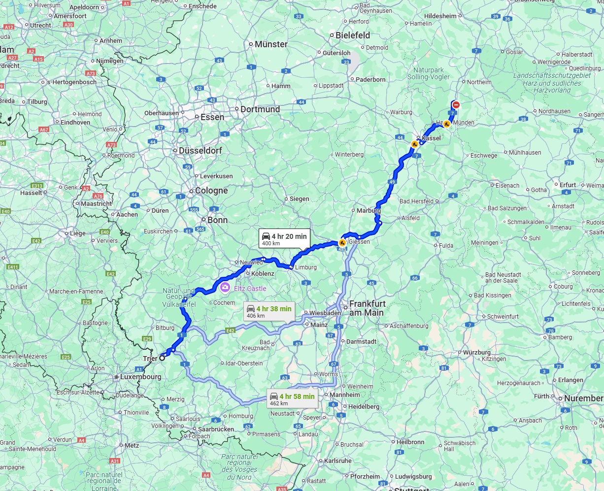 Anreise von Trier Zu Göttingen Über via A49