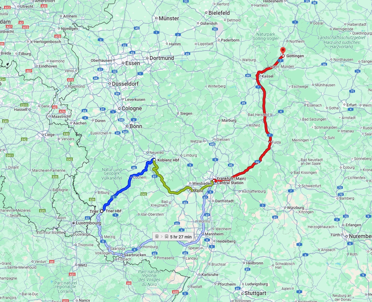 Anreise von Trier Zu Göttingen Über 