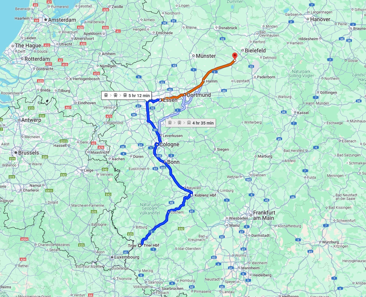 Anreise von Trier Zu Gütersloh Über 