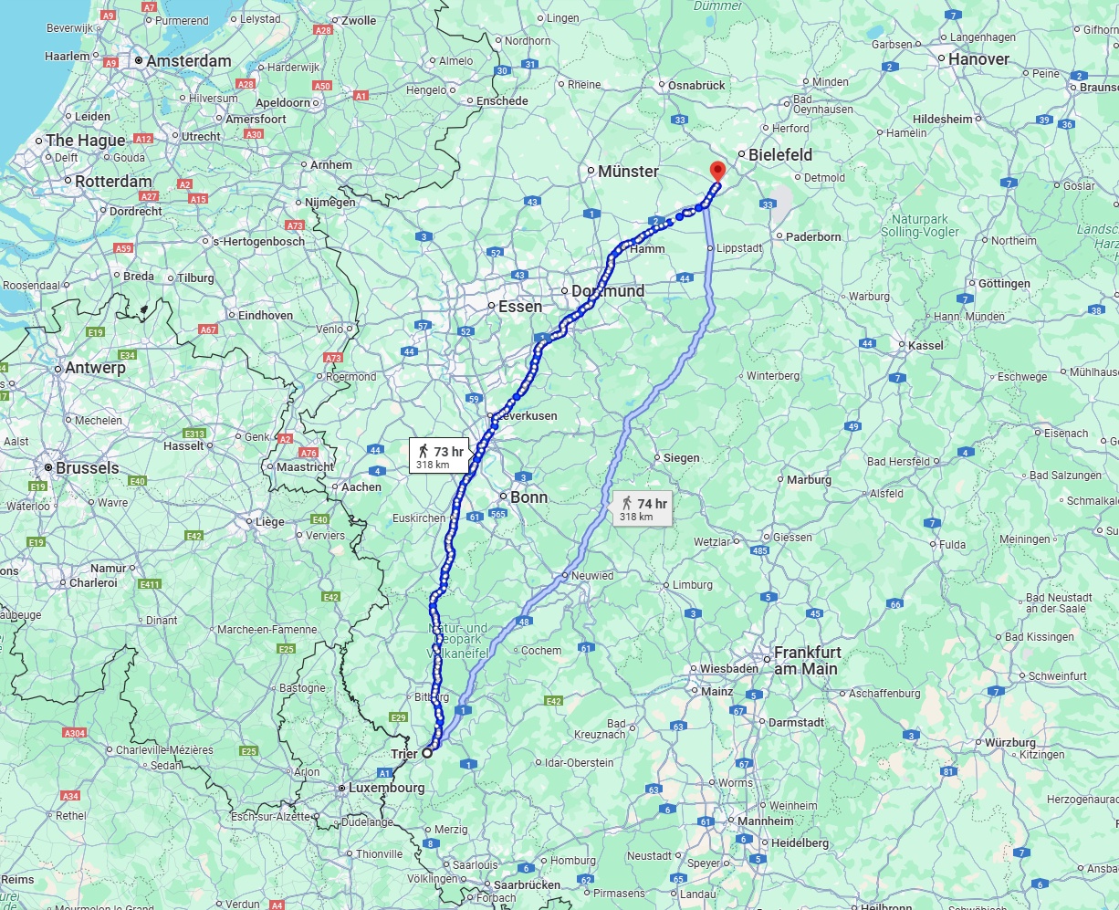 Anreise von Trier Zu Gütersloh Über 