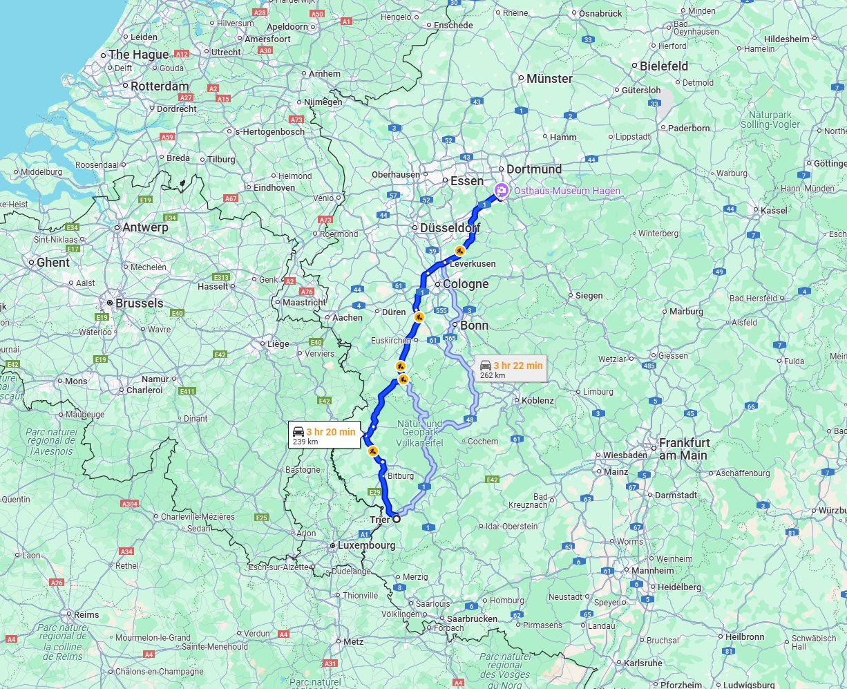Anreise von Trier Zu Hagen Über via B51 and A1