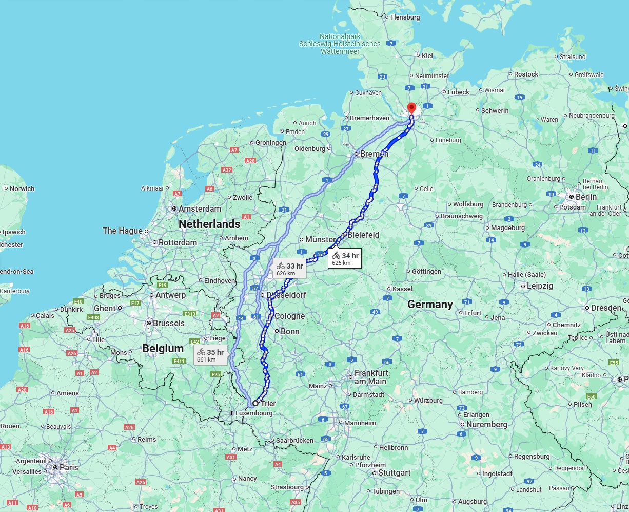 Anreise von Trier Zu Hamburg Über 