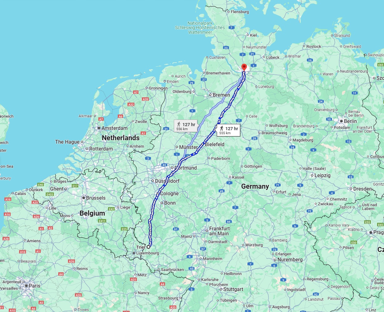 Anreise von Trier Zu Hamburg Über 