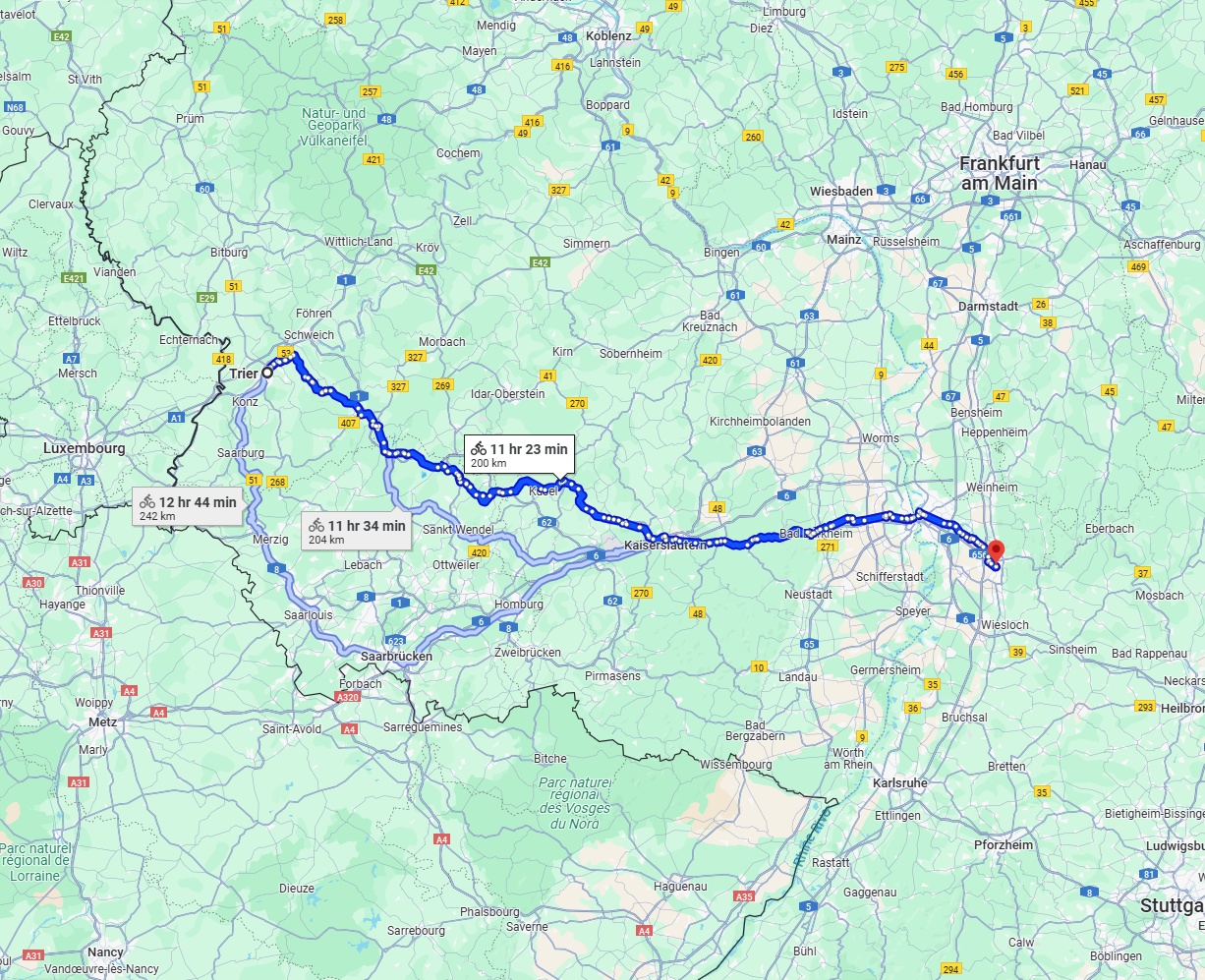 Anreise von Trier Zu Heidelberg Über 