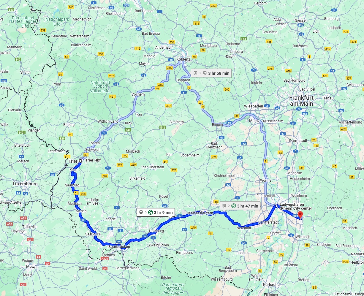 Anreise von Trier Zu Heidelberg Über 