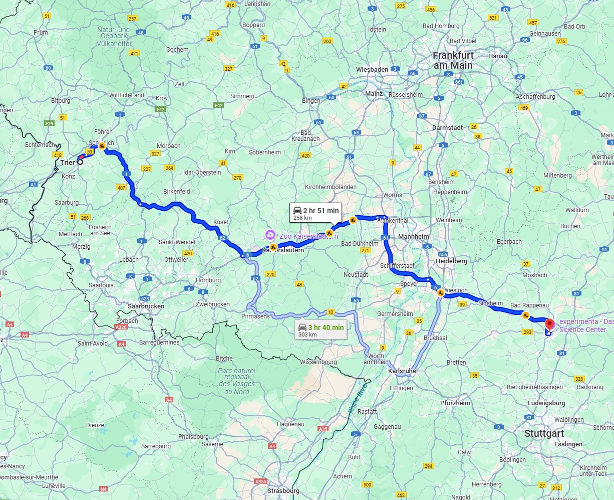 Anreise von Trier Zu Heilbronn Über via A6