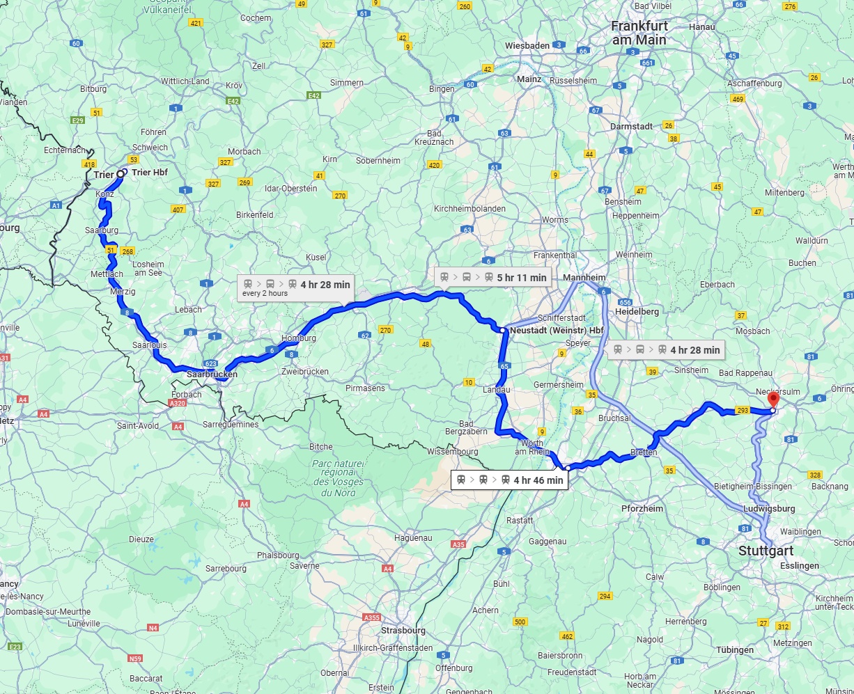 Anreise von Trier Zu Heilbronn Über 