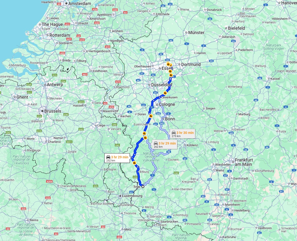 Anreise von Trier Zu Herne Über via B51 and A1