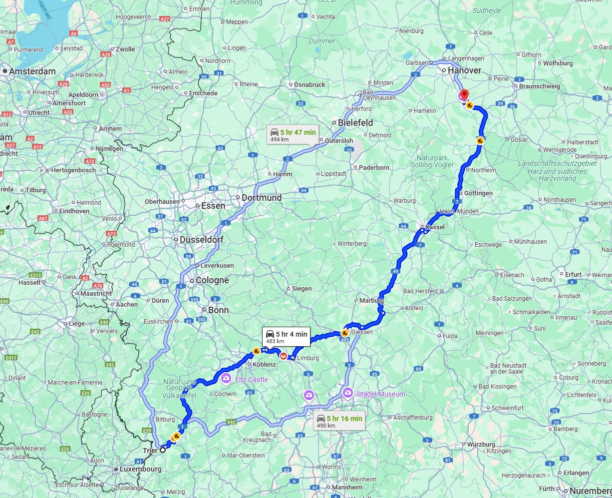 Anreise von Trier Zu Hildesheim Über via A7