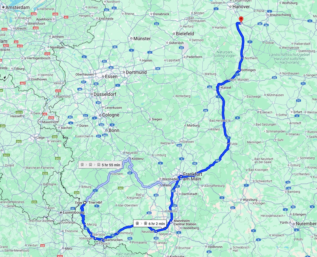 Anreise von Trier Zu Hildesheim Über 