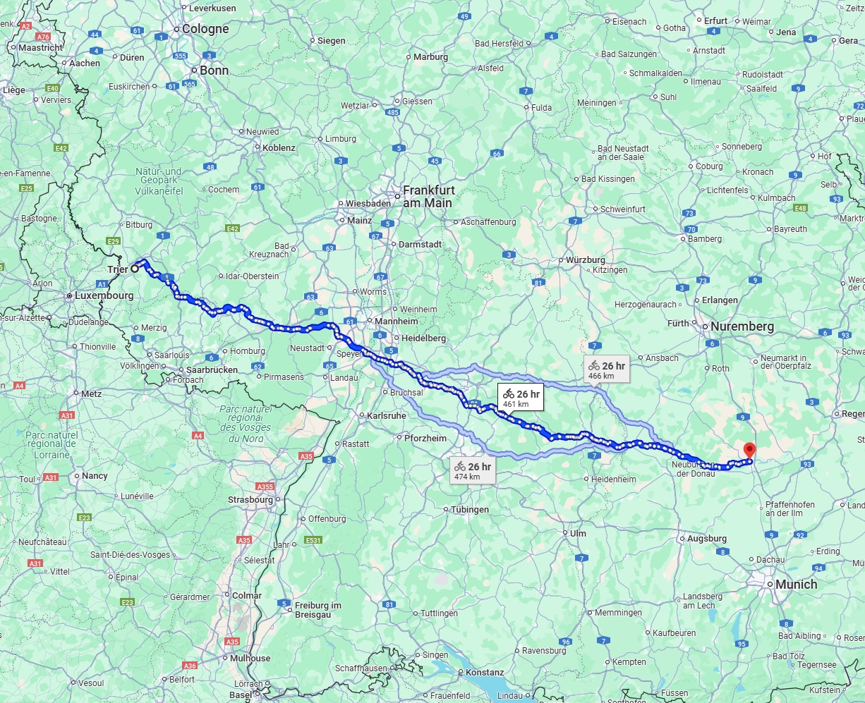Anreise von Trier Zu Ingolstadt Über 