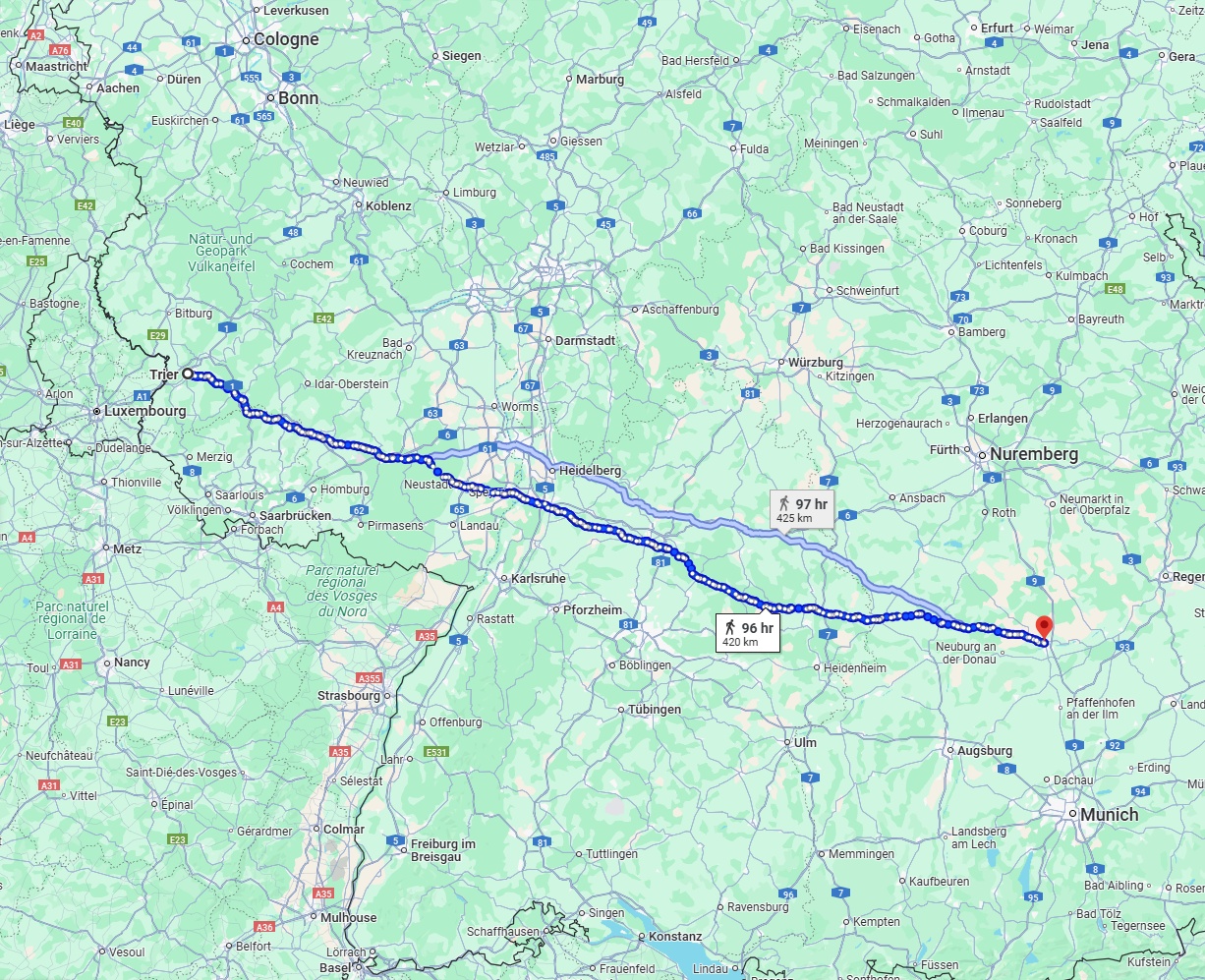 Anreise von Trier Zu Ingolstadt Über 