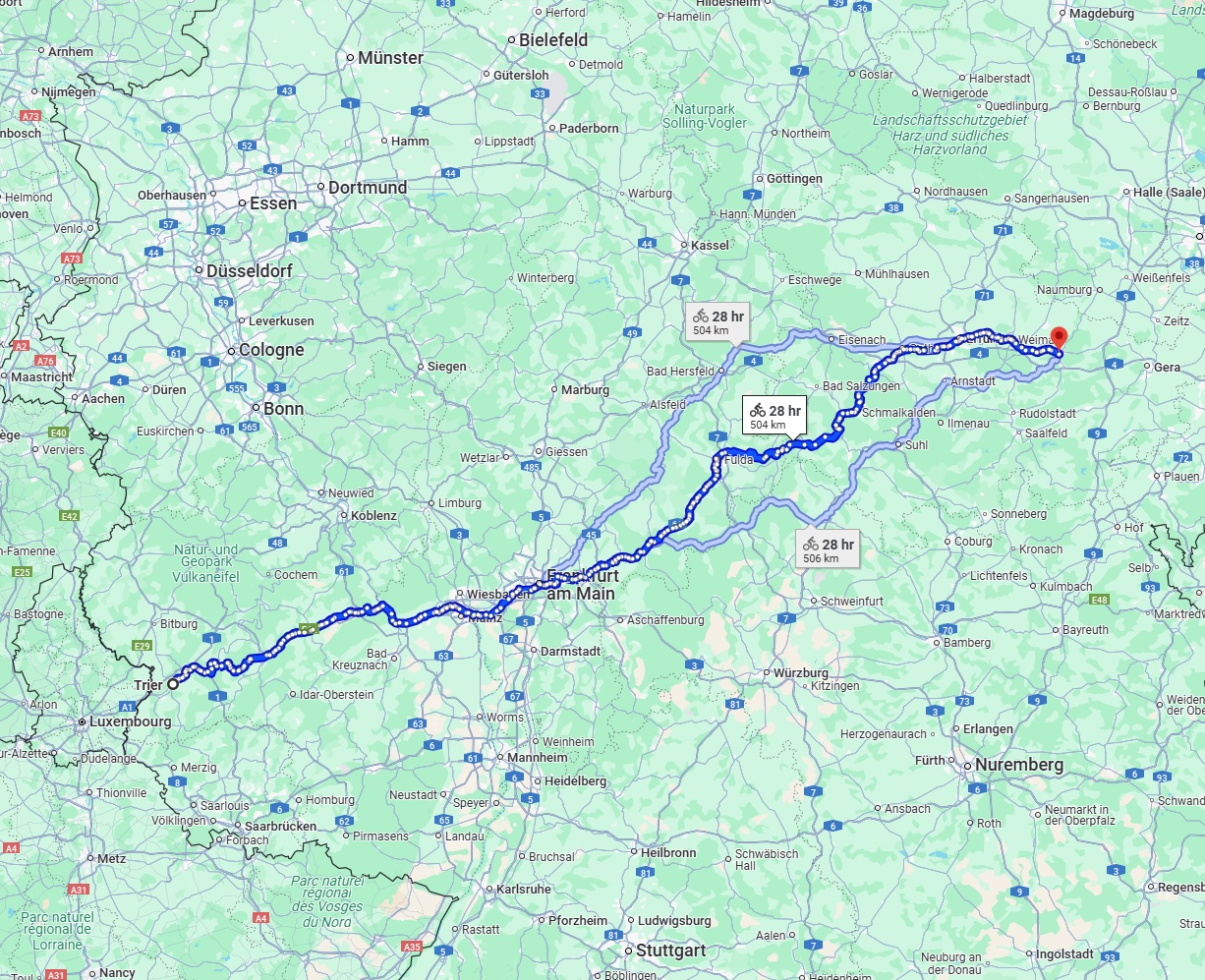 Anreise von Trier Zu Jena Über 