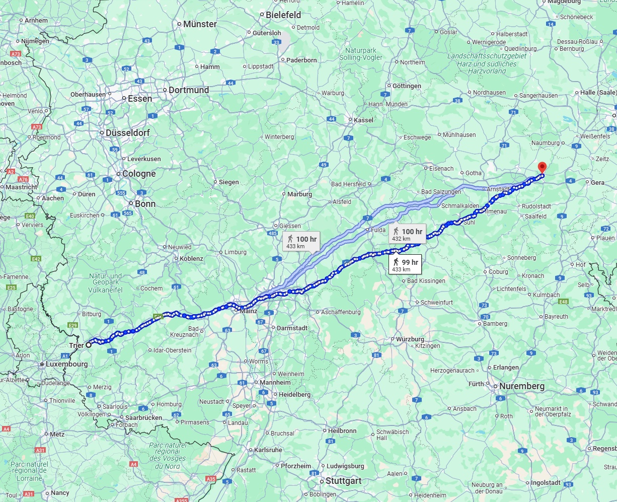 Anreise von Trier Zu Jena Über 