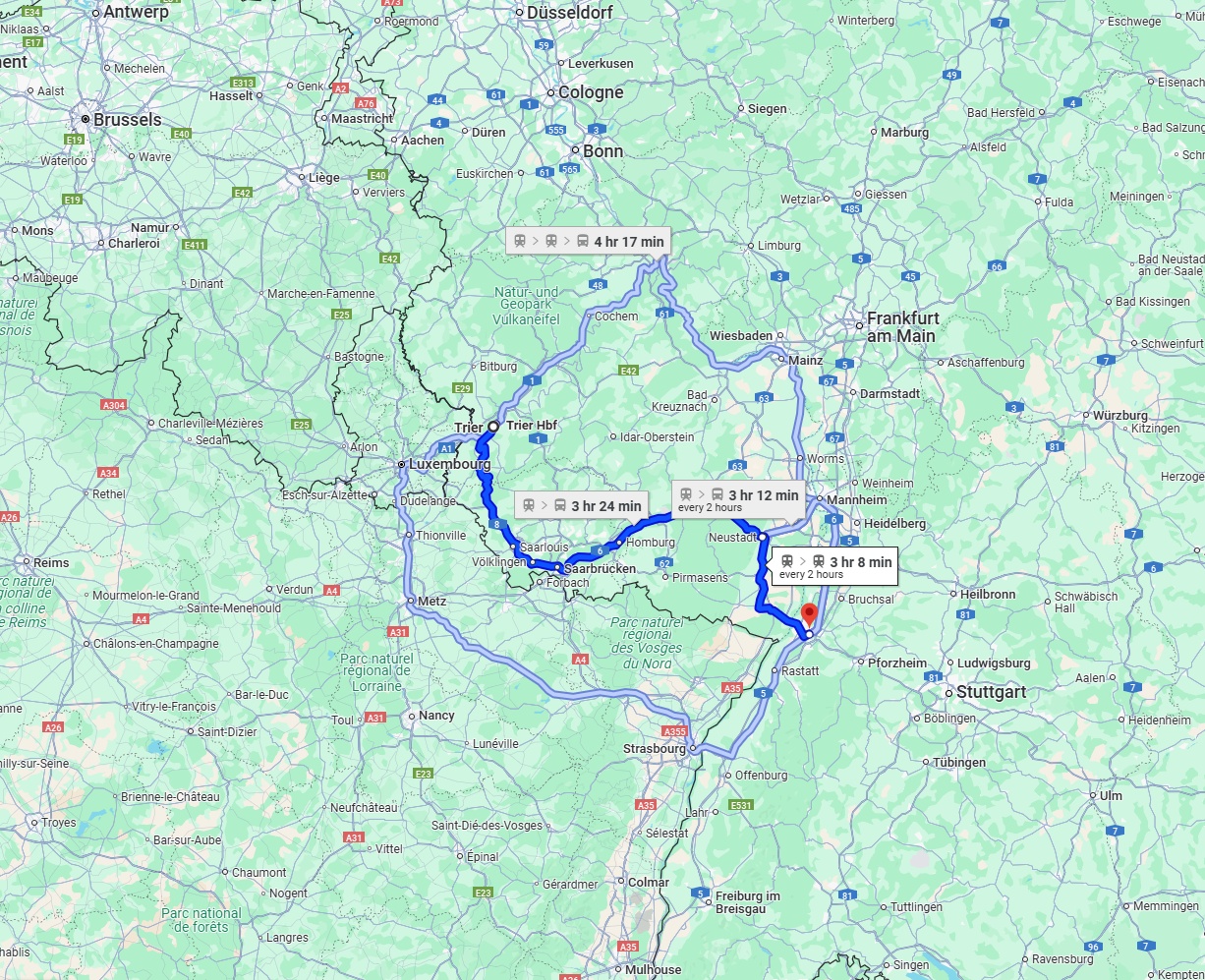 Anreise von Trier Zu Karlsruhe Über 