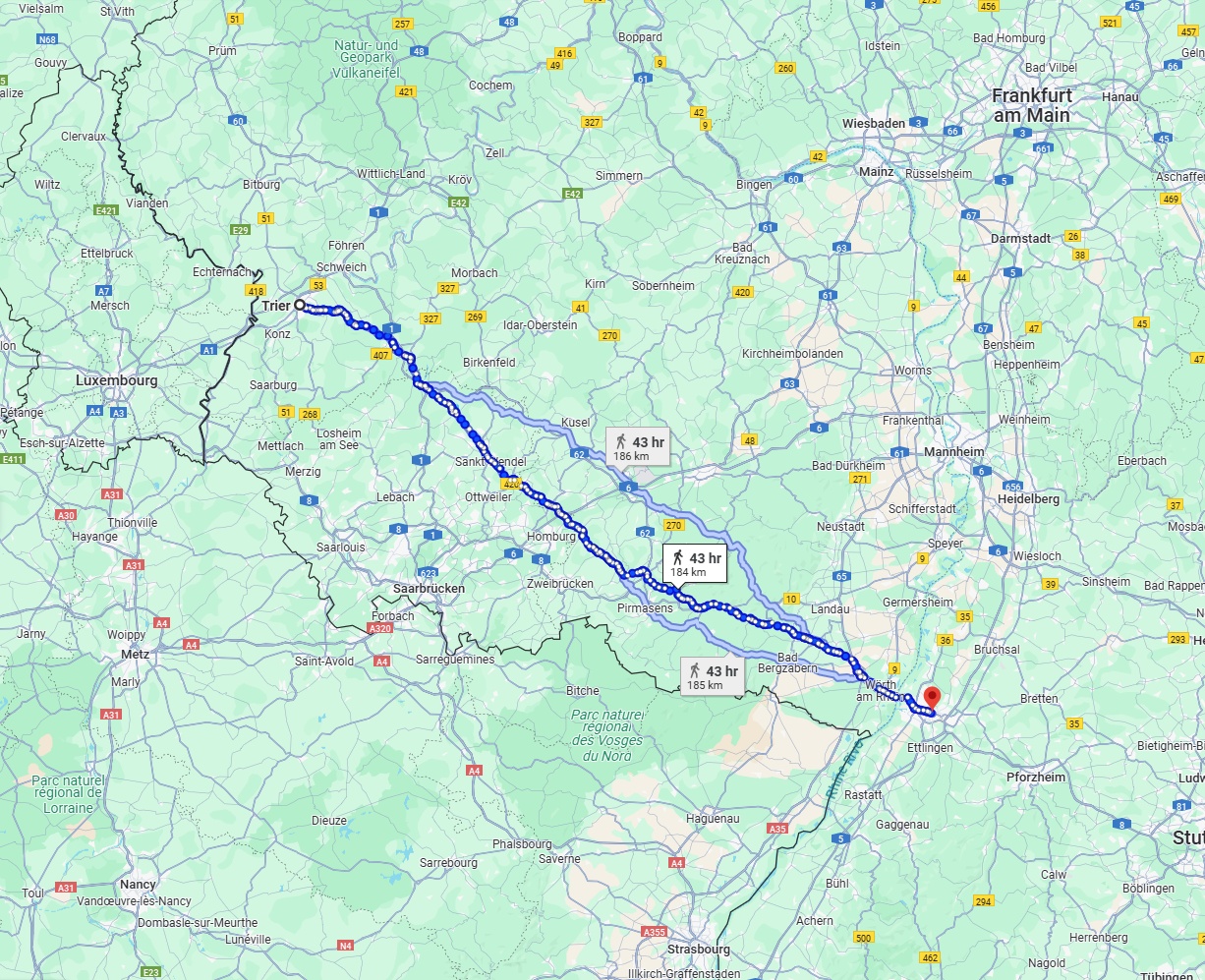 Anreise von Trier Zu Karlsruhe Über 