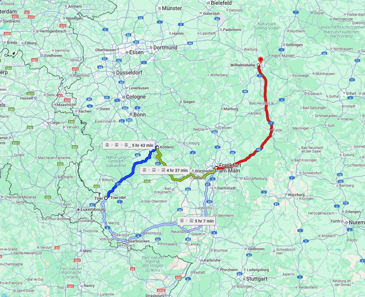 Anreise von Trier Zu Kassel Über 