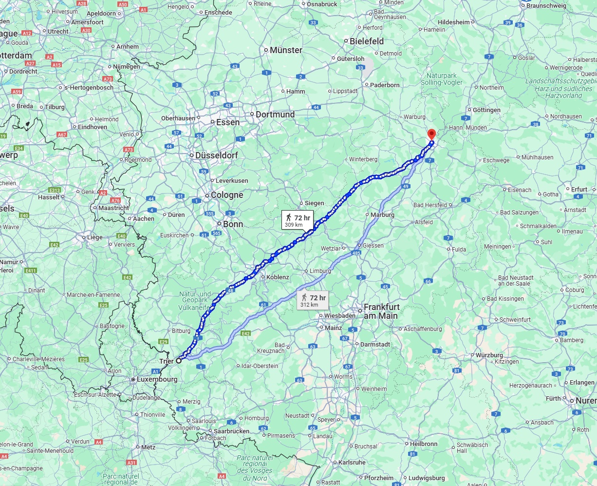 Anreise von Trier Zu Kassel Über 