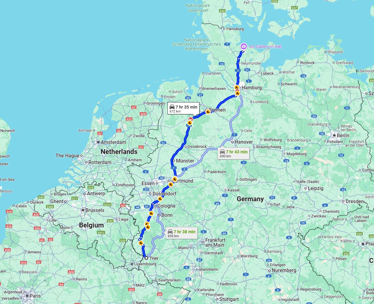 Anreise von Trier Zu Kiel Über via A1