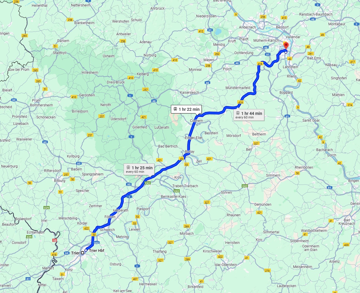 Anreise von Trier Zu Koblenz Über 