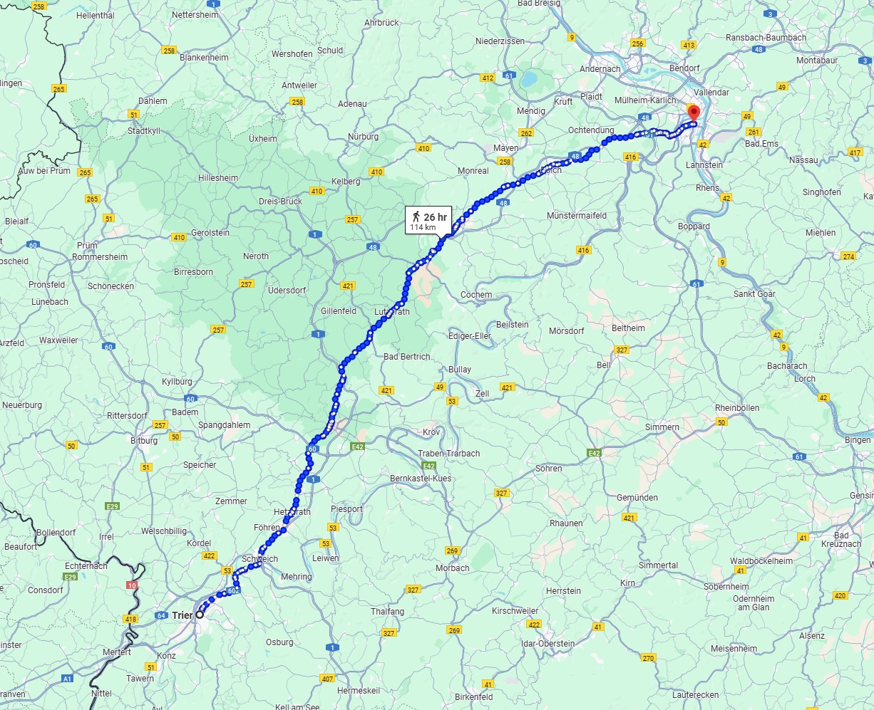 Anreise von Trier Zu Koblenz Über 