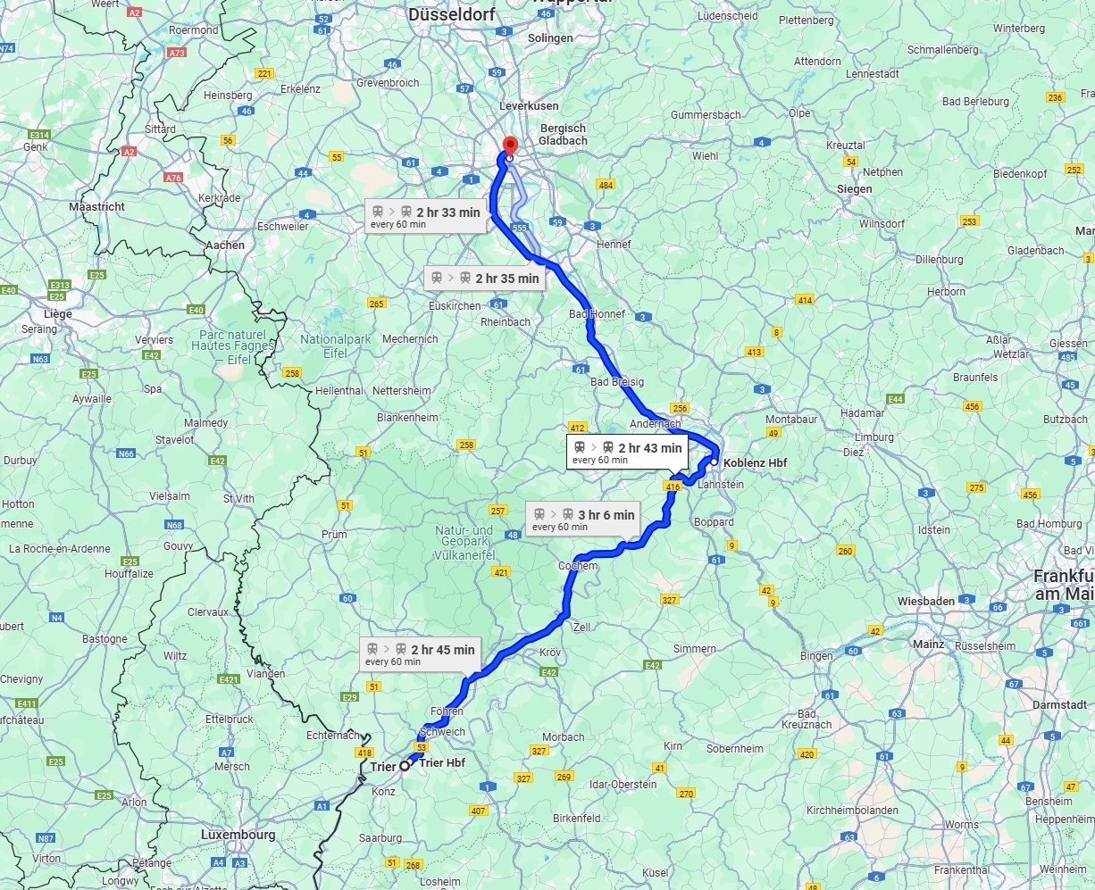 Anreise von Trier Zu Köln Über 