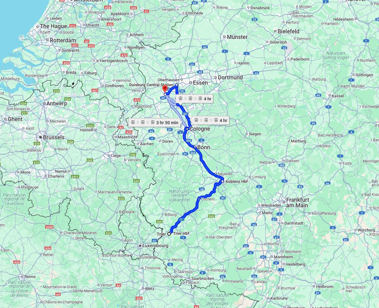 Anreise von Trier Zu Krefeld Über 