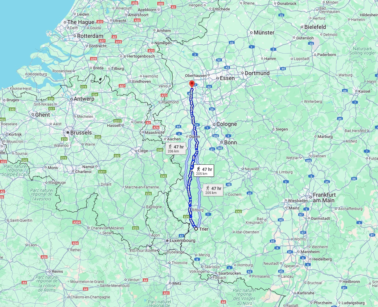 Anreise von Trier Zu Krefeld Über 