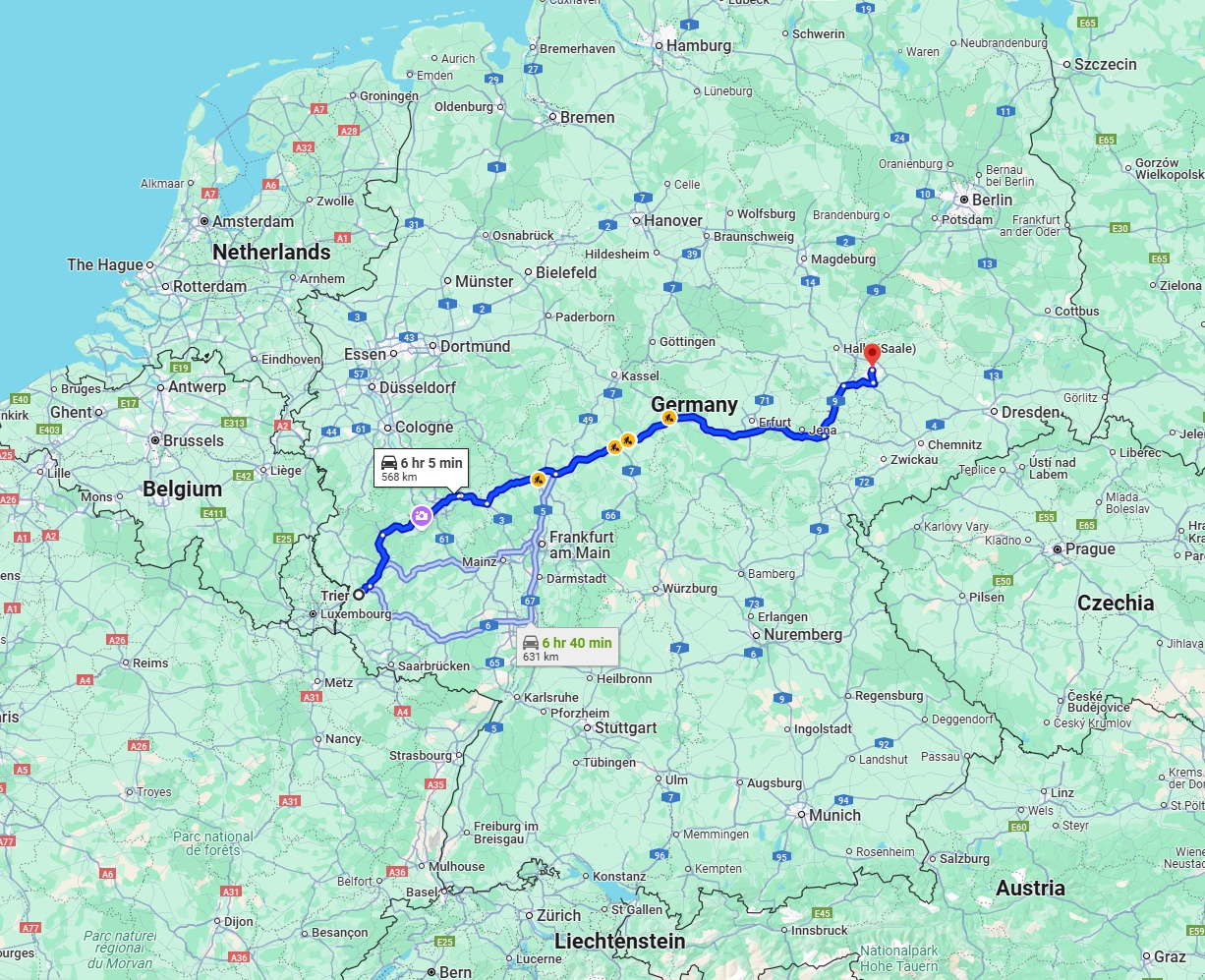 Anreise von Trier Zu Leipzig Über via A4
