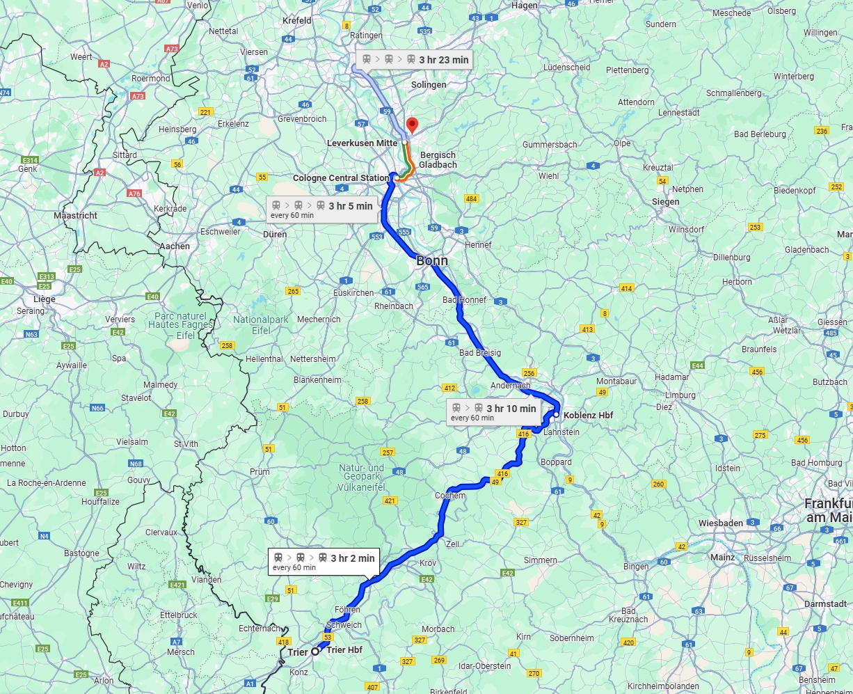Anreise von Trier Zu Leverkusen Über 