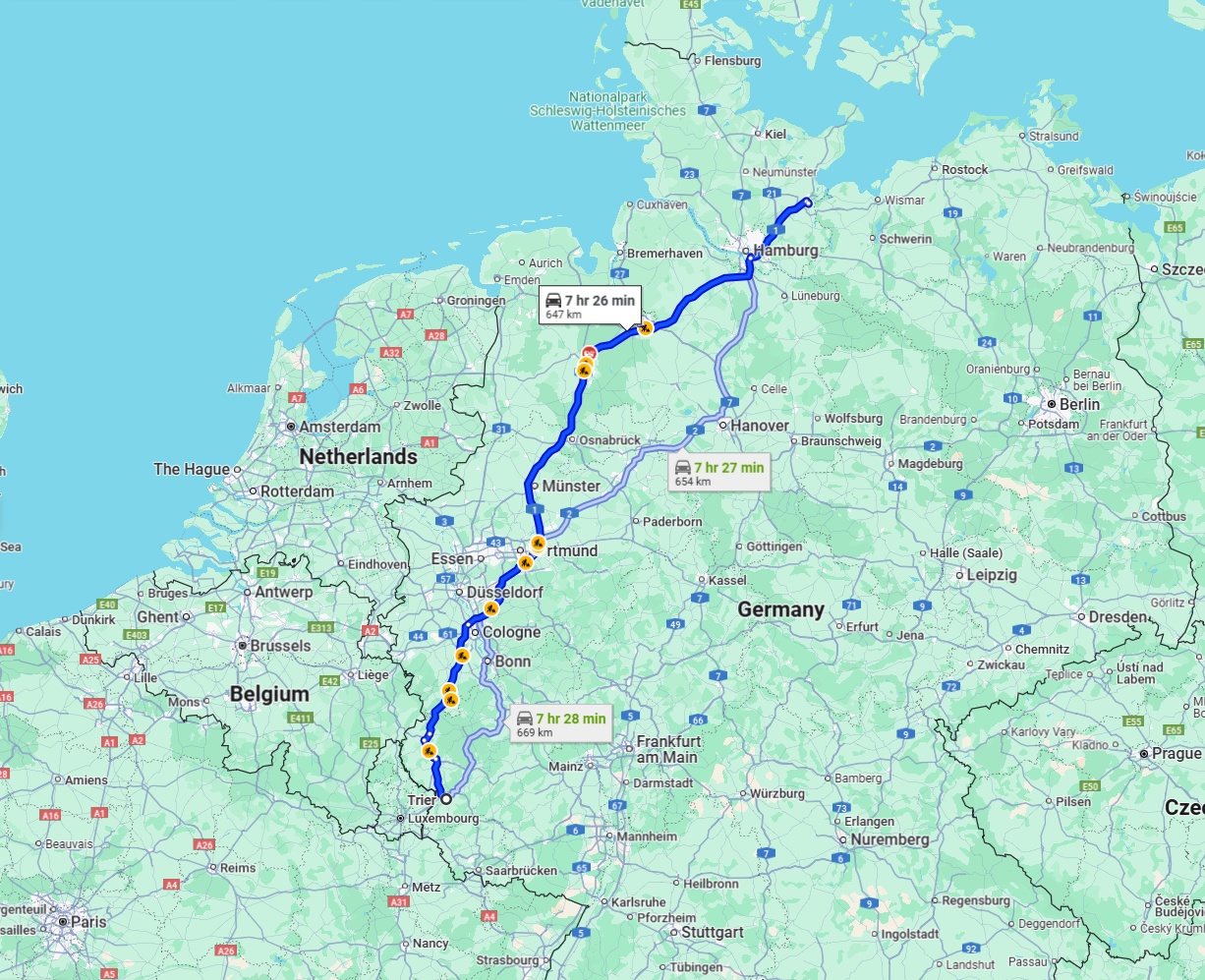 Anreise von Trier Zu Lübeck Über via A1