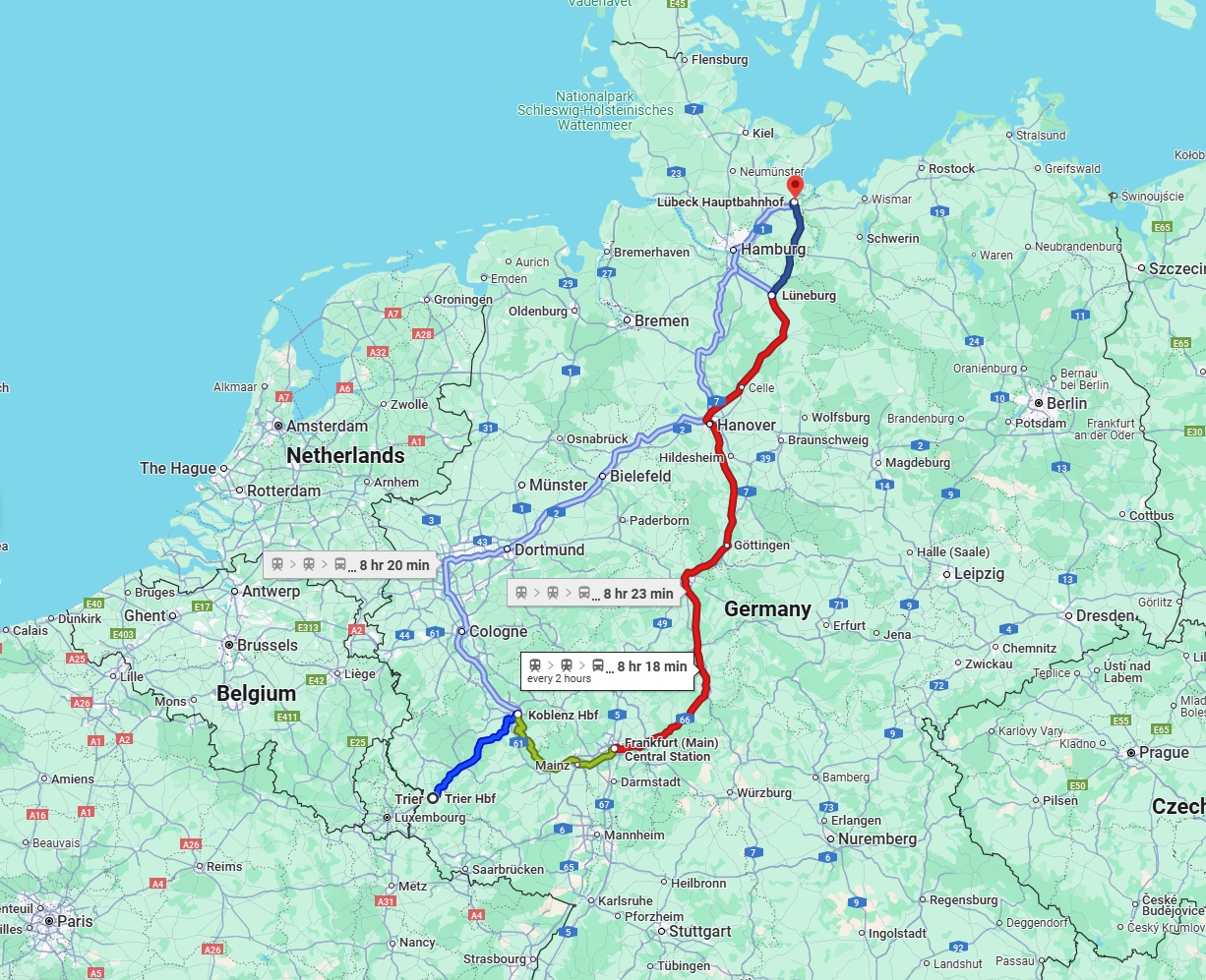 Anreise von Trier Zu Lübeck Über 